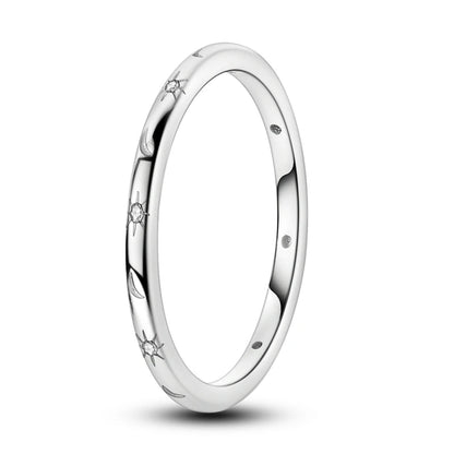 Original 925 Sterling Silver Rings Stars Moon Rings For Women Girls Jewelry Birthday Anniversary Gifts