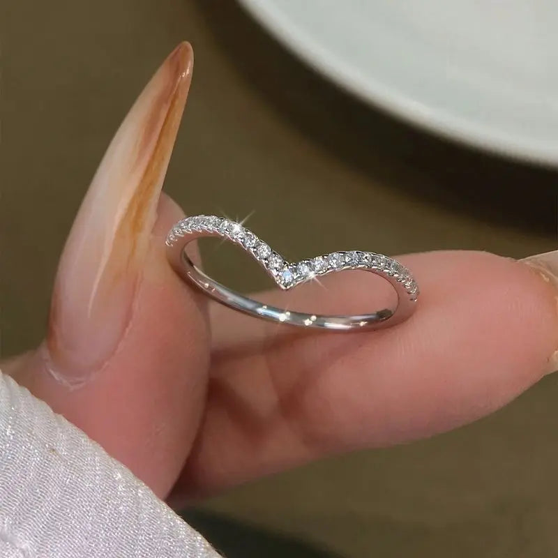 GRA V-Shaped Moissanite Shining Rings For Women 925 Sterling Silver With White Golden Pure Diamond Engagement Wedding Jewelry