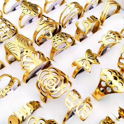 10/20Pcs/Lot Fashion Classic Charm Multicolor Simple Stainless Steel Rings For Women Wedding Love Mix Style Jewelry Party Gifts