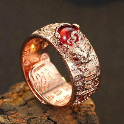 Chinese Feng Shui Pixiu Ring Silver Plated Copper Coins Adjustable Rings for Women Men Amulet Wealth Lucky Jewelry Birthday Gift