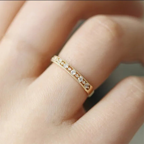 New INS Gold Color Noble Trend Dainty Rings For Women Entry Lux Zircon Midi Finger Rings For Female Anniversary Jewelry KAR229