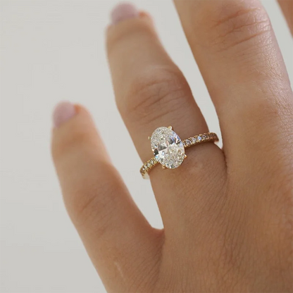 Minimalist 1-3ct Oval Cut Moissanite Half Eternity Engagement Ring 925 Sterling Silver for Woman Girl Gold Plated Handmade Rings