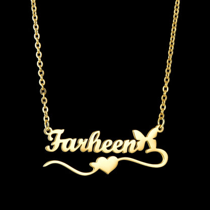 Atoztide Custom Name Necklace for Women with Butterfly Personalized Stainless Steel Jewelry Nameplate Choker Chain Birthday Gift