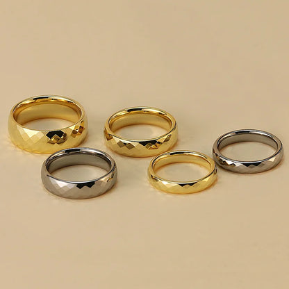 VQYSKO Vintage Patterned Band Ring Geometric Faceted Stackable Rings For Women Love Valentine's Day Wedding Gift Ldeas