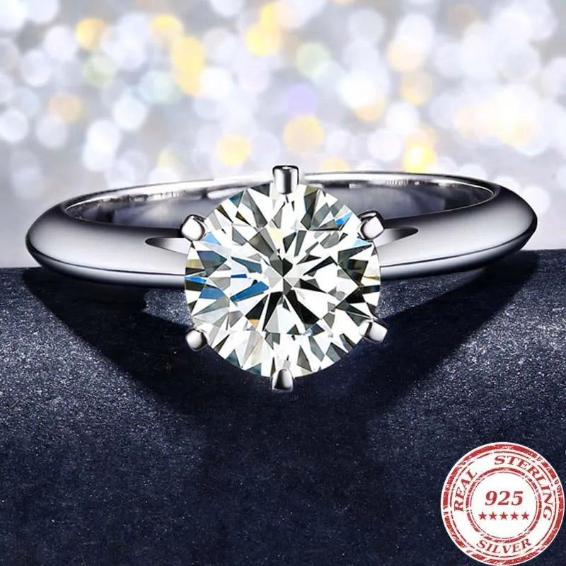 925 Sterling Silver Simple Engagement Wedding Rings for Women Fashion 1CT/2CT/ 3CT Cubic Zirconia Ring Bridal Jewelry Gift