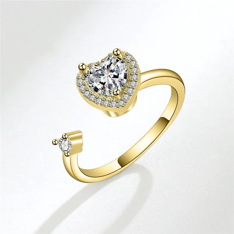 Fashion Fidget Spinner Ring Anxiety for Girls CZ Rose Flower Rotating Rings Demon Eyes Finger Ring Anti Stress Wedding Jewelry