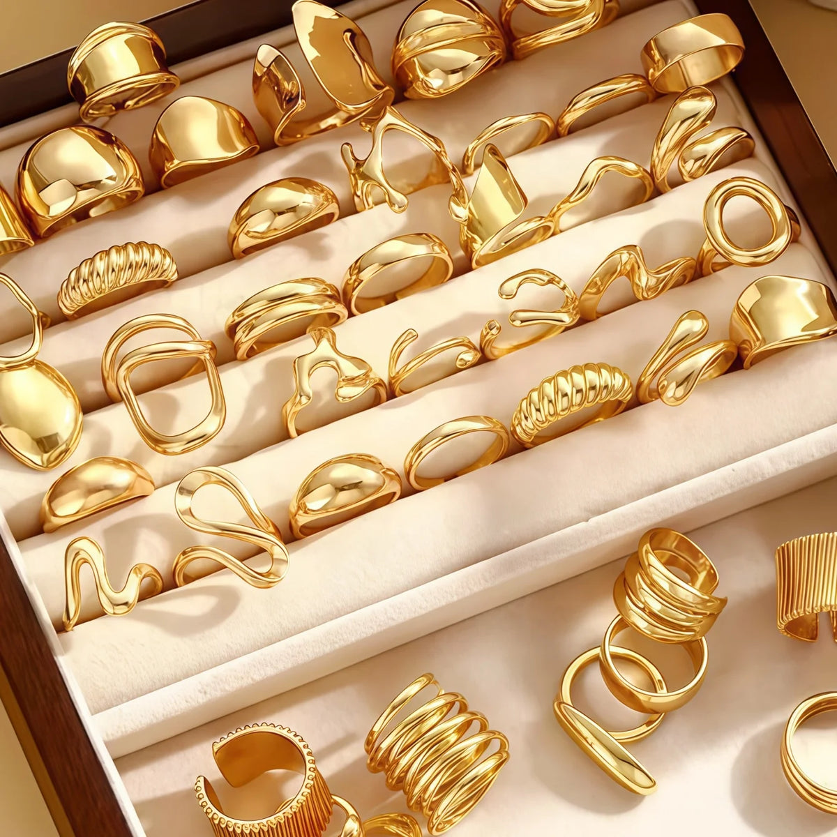 10/15/20/30Pieces Fashion Geometry Irregular Open Rings Set For Women Mix Style Simple Trendy Jewelry Party Gifts