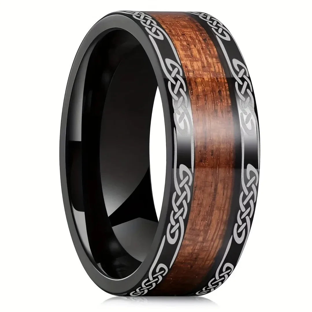 Fashion 8mm Men Stainless Steel Rings Inlay Meteorite Abalone Shell Rings For Men Women Wedding Engagement Band Jewelry Gift