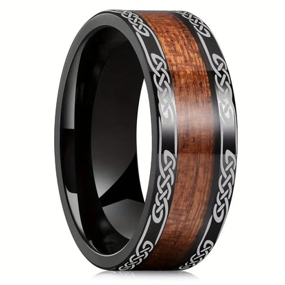 Fashion 8mm Men Stainless Steel Rings Inlay Meteorite Abalone Shell Rings For Men Women Wedding Engagement Band Jewelry Gift