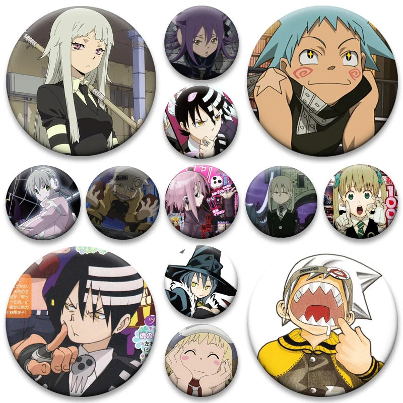 Soul Eater Brooches Anime Figure Lapel Pins Maka Albarn Death The Kid Cartoon Badge for Backpack Accessories Clothes Decoration