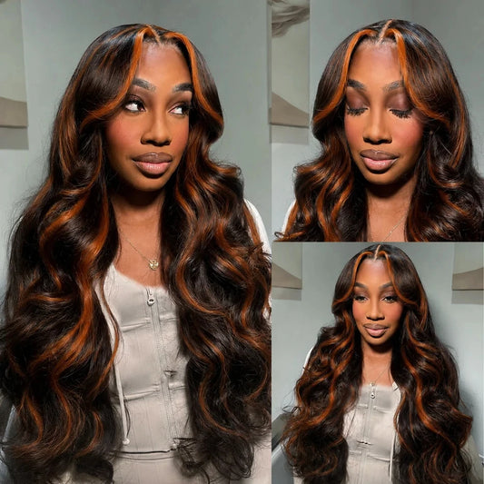 1B/30 Ombre Brown Highlight Body Wave Lace Front Wig – 13x4, 13x6 & 5x5 Glueless