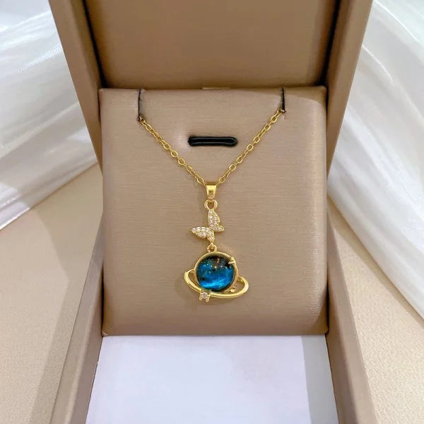 316L Stainless Steel Sun Moon Star Pendant Necklace For Women Exquisite  Planet Clavicle Chain Party Jewelry Gifts