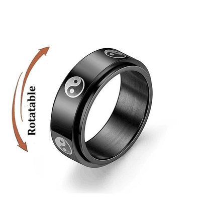 Metal Spinner Fidget Black Rock Band Rings For Men Anti Rotating Anxiety Control Relaxing Joint Ring Accessories Bague Homme