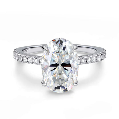 4.5CT Oval Cut Full Moissanite Rings for Women 925 Sterling Silver Certified Lab Diamond Engagement Wedding Ring Female Jewelry