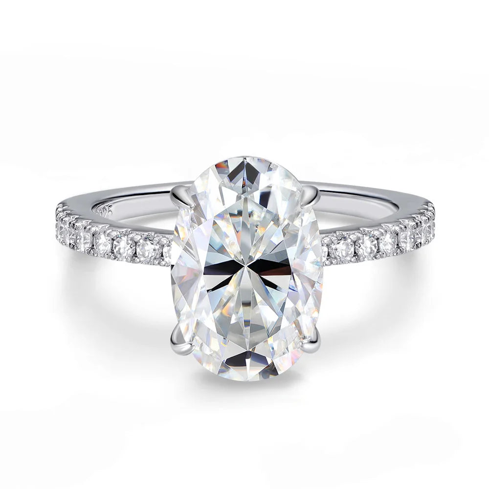 4.5CT Oval Cut Full Moissanite Rings for Women 925 Sterling Silver Certified Lab Diamond Engagement Wedding Ring Female Jewelry