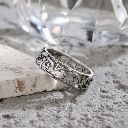 925 Sterling Silver Ring Vintage Hollow Out Design and Delicate Vintage Flower Hip Pop Rings Fine Jewelry Gift For Women Men