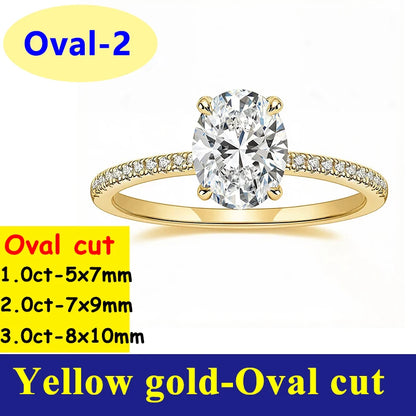 1-3CT Moissanite D Color VVS Diamond Women's Oval Radiant Ring S925 Silver Ring Plated White Gold Jewelry Rings for Women
