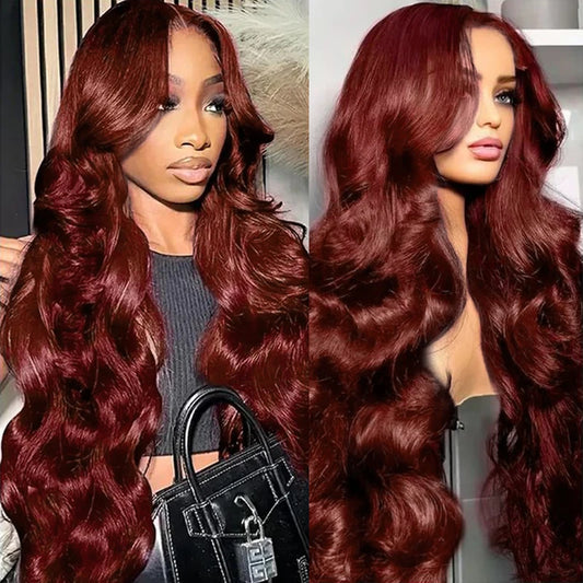 Reddish Brown #33 Body Wave 13x6 Lace Front Wig – Pre-Plucked Baby Hair, 180% Colored