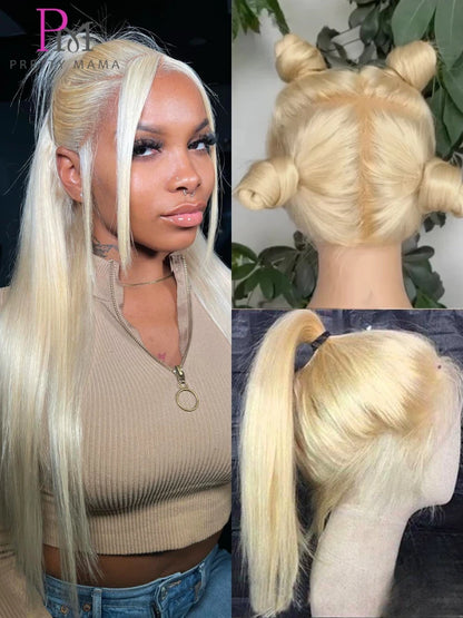 613 Blonde Bone Straight 360 HD Full Lace Frontal Wig – 13x4 & 13x6, 16–44 Inch