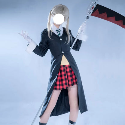 Maka Albarn Cosplay Costume Anime Soul Eater JK Unifrom School Suit Wig Skirt Accessories Full Set Long Coat  Role Play Outfit