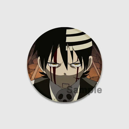 58MM Anime Soul Eater Pins Tinplate Brooch Figure Badge Handmade Brooches for Backpack Clothes Decoration Fashion Jewelry Gifts