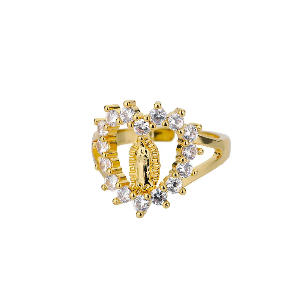Sweet Heart Zirconia Rings for Women Stainless Steel Gold-Plated Layered Design Everyday Wear Valentine's Day Party Jewelry Gift
