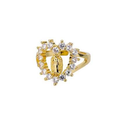 Sweet Heart Zirconia Rings for Women Stainless Steel Gold-Plated Layered Design Everyday Wear Valentine's Day Party Jewelry Gift