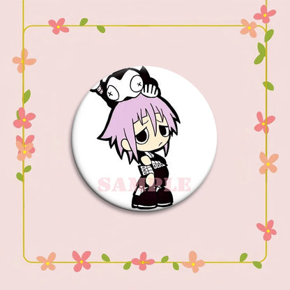 Anime Soul Eater Pins Round Creative Cartoon Badges Handmade Tinplate Brooches for Backpack Accessorys Exquisite Gifts
