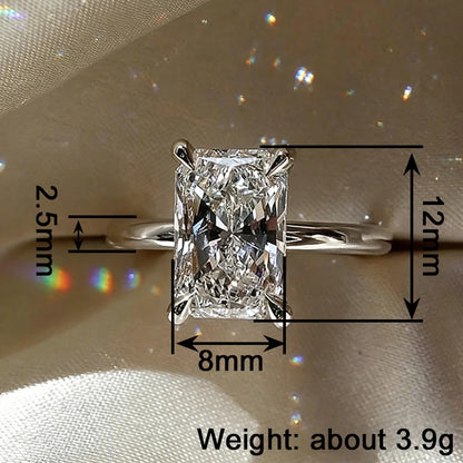 Huitan Dainty Sparkling Rings with Rectangular CZ Fresh Stylish Engagement Accessories for Women Chic Shiny Modern Party Jewelry