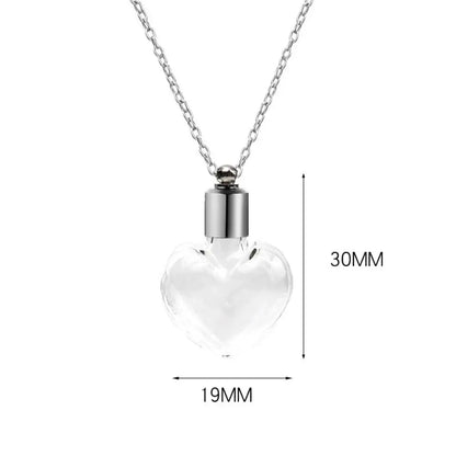 Portable Ashes Holder Glass Bottle Necklace with Chain Fillable Wishing Bottle Keepsake DIY Perfume Vial Pendant