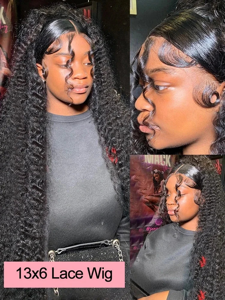 Water Wave Deep Wave HD Lace Frontal Wig – 13x4 & 13x6 Curly, 200% Density 40 Inch