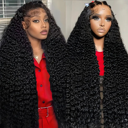 Deep Wave Water Wave Curly Lace Front Wig – 13x4 & 13x6, 250% Density 40–44 Inch