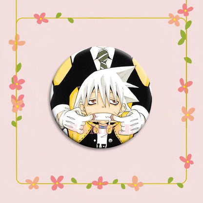 Anime Soul Eater Pins Round Creative Cartoon Badges Handmade Tinplate Brooches for Backpack Accessorys Exquisite Gifts