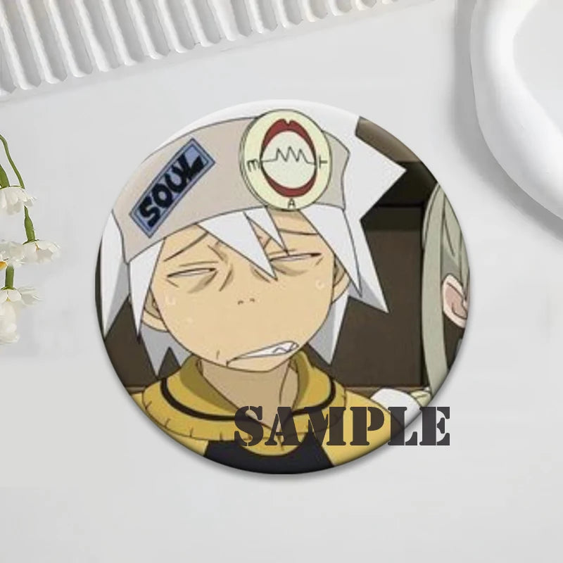 Soul Eater Brooches Anime Figure Lapel Pins Maka Albarn Death The Kid Cartoon Badge for Backpack Accessories Clothes Decoration