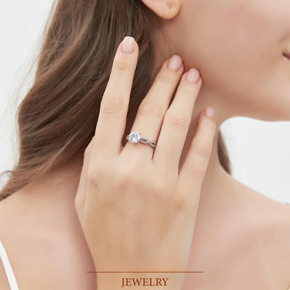 5A Cubic Zirconia Engagement Ring 1ct/3ct/5ct Women's Round Cut Twisted Vine Wedding Bands Sterling Silver Promise Rings with 18K White Gold Plated Fine Jewelry