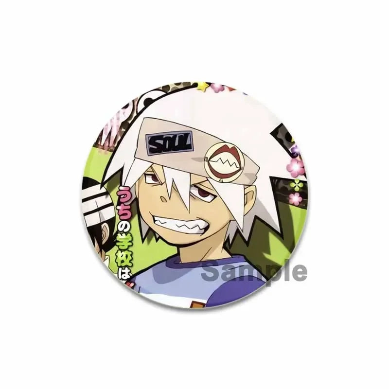 32/44/58MM Anime Soul Eater Pins Thompson Patricia Evans Soul Eater Albarn Maka Figure Icon Brooches Badge for Backpack Clothes