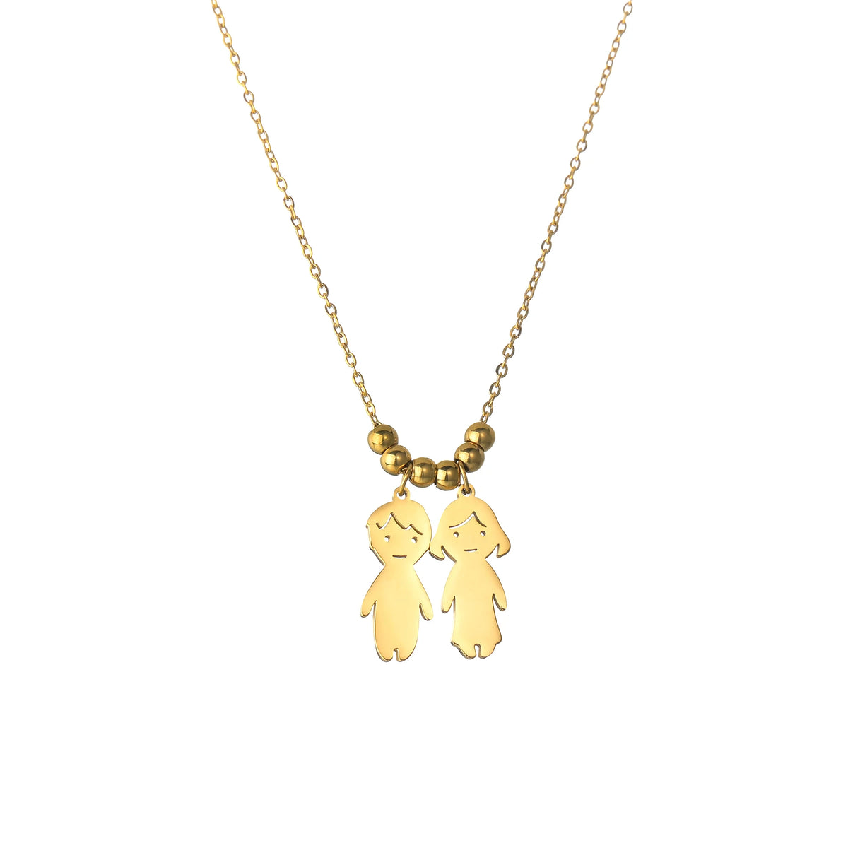 Akizoom 45cm Baby Boy Girl Kids Pendant Necklace Golden Color Stainless Steel Jewelry Chain Women Family Memorial Birthday Gifts