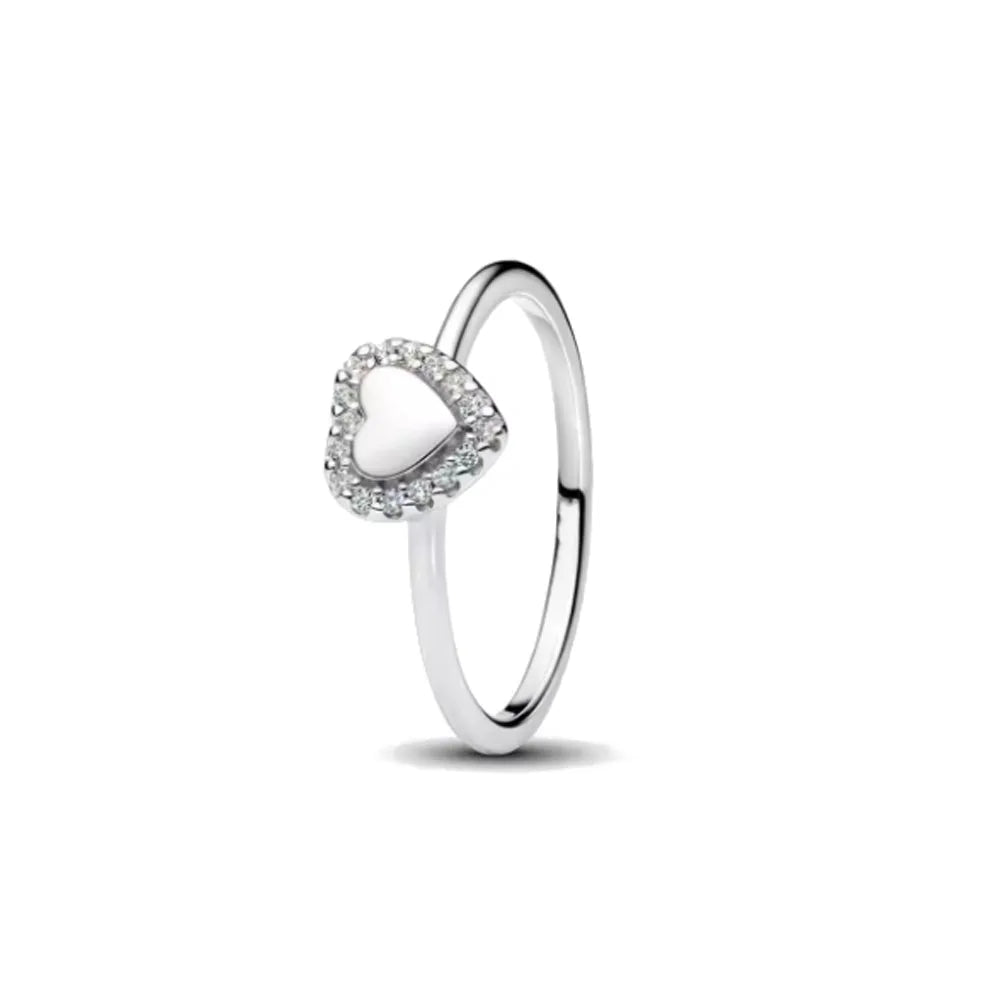 925 Silver Women Jewerly Accessories Ring Size 6 7 8 9 Pink Heart CZ Stone Red Black Rings DIY Birthday Gift Party
