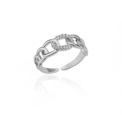 Stainless Steel Round Rings For Women Zircon Geometric Gold Color Crystal Ring Aesthetic Wedding Party Jewerly Gift Bague Femme