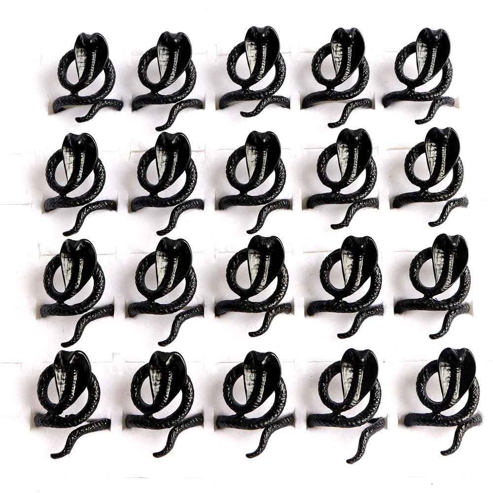 10pcs/lot Men Retro Punk Snake Rings For Women Antique Siver Color Opening Adjustable Jewelry Party Gifts