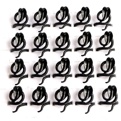 10pcs/lot Men Retro Punk Snake Rings For Women Antique Siver Color Opening Adjustable Jewelry Party Gifts