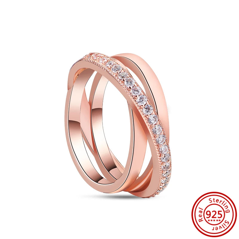 925 Sterling Silver Original Rose Gold Plated Fashion Women Ring Flower Green Zircon Design Jewelry Exquisite Wedding Gift Rings