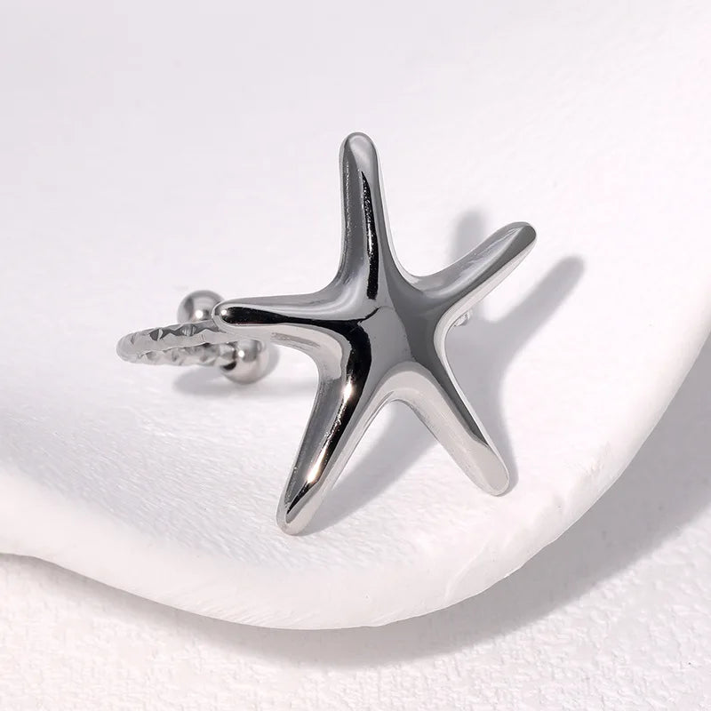 Bohemian Stainless Steel Ring Woman Vintage Jewelry Starfish Heart-Shaped Geometry Adjustable Open Rings Prom Accessories Gift