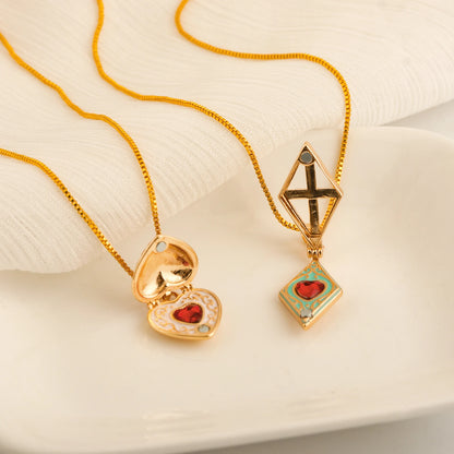 Anime Sugar Sugar Rune Necklace Open Heart Diamond Shaped Chocolat Pierre Vanilla Couple Pendants Cosplay Party Accessory Gift