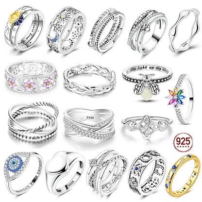 925 Sterling Silver Rings Infinite Love Sun Moon Eye Flower Ring For Women Original Wedding Ring Jewelry Gift