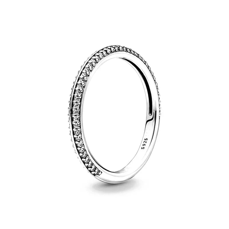 925 Silver Women Jewerly Accessories Ring Size 6 7 8 9 Pink Heart CZ Stone Red Black Rings DIY Birthday Gift Party
