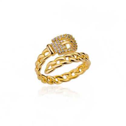 Stainless Steel Round Rings For Women Zircon Geometric Gold Color Crystal Ring Aesthetic Wedding Party Jewerly Gift Bague Femme