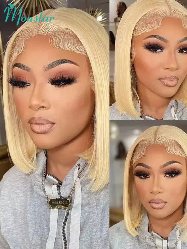 613 Blonde Straight Bob Wig – 13x4 & 13x6 HD Lace Frontal, 220% Density