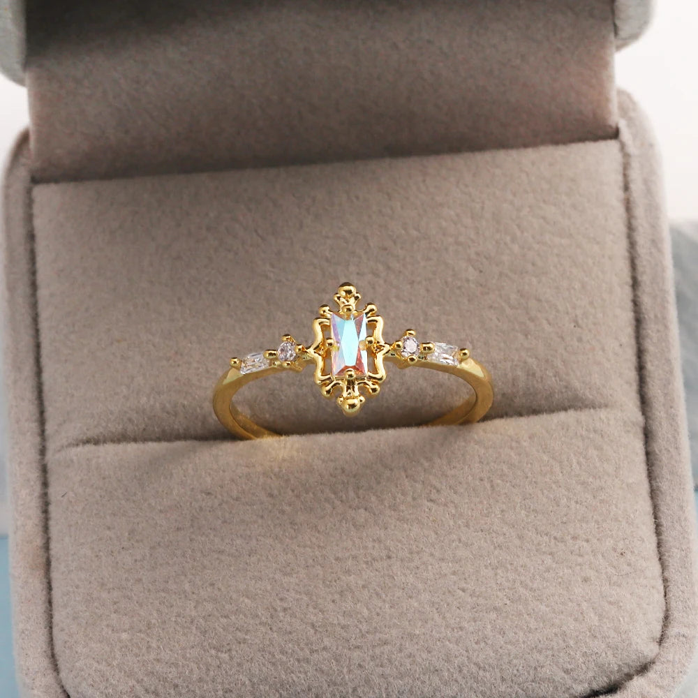100 styles 14K Gold Plated Color Zircon Flower Crown Bow Open Ring Women Adjustable Stackable Finger Rings Wedding Jewelry Gift