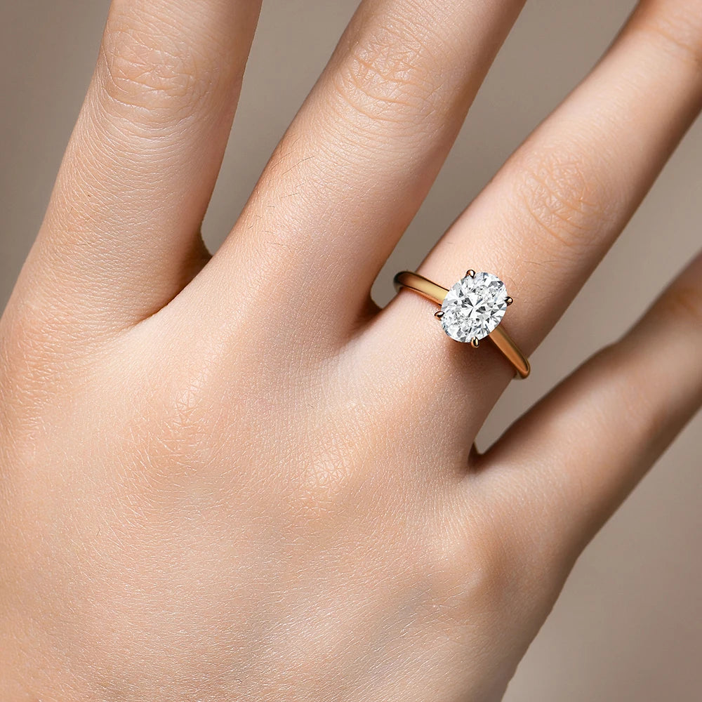 ATTAGEMS Oval Cut 9*7mm 2CT D VVS1 Moissanite Rings S925 Sterling Silver for Women Engagement Wedding Lady's Jewelry Gift Luxury